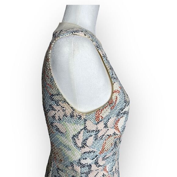 Tory Burch Dahlia Ivory Jacquard Stretch Fit and Flare Sleeveless Dress - Picture 2 of 7